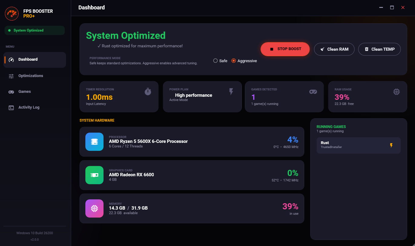 FPS Booster Pro+ Optimizations